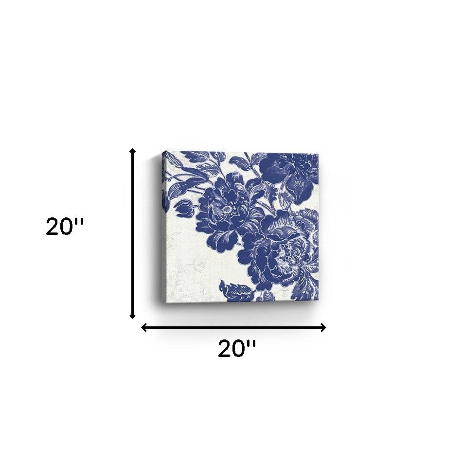 Blue Toile Rose Unframed Print Wall Art-7