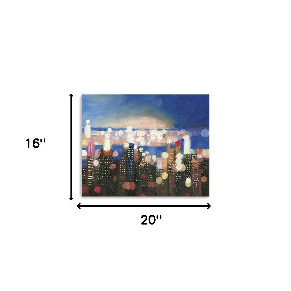 20" x 16" Watercolor City Lights on the Horizon Canvas Wall Art-3