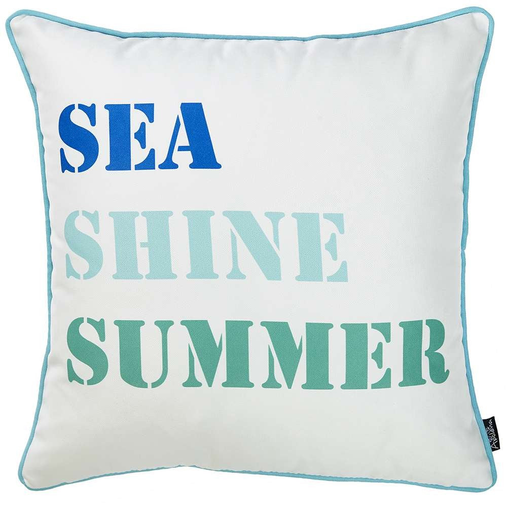 Blue and White Sea Shine Marine Throw Pillow-1