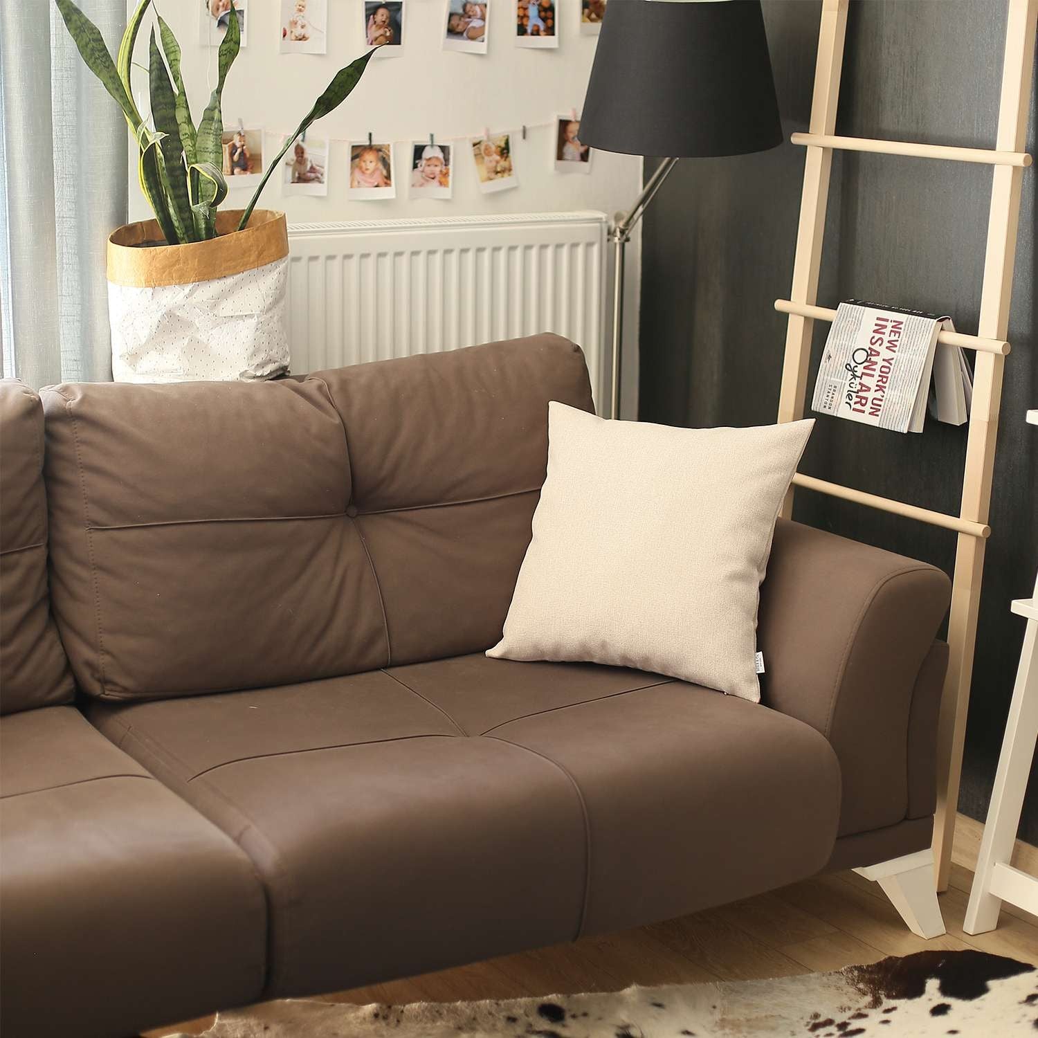 White Modern Textured Throw Pillow-2