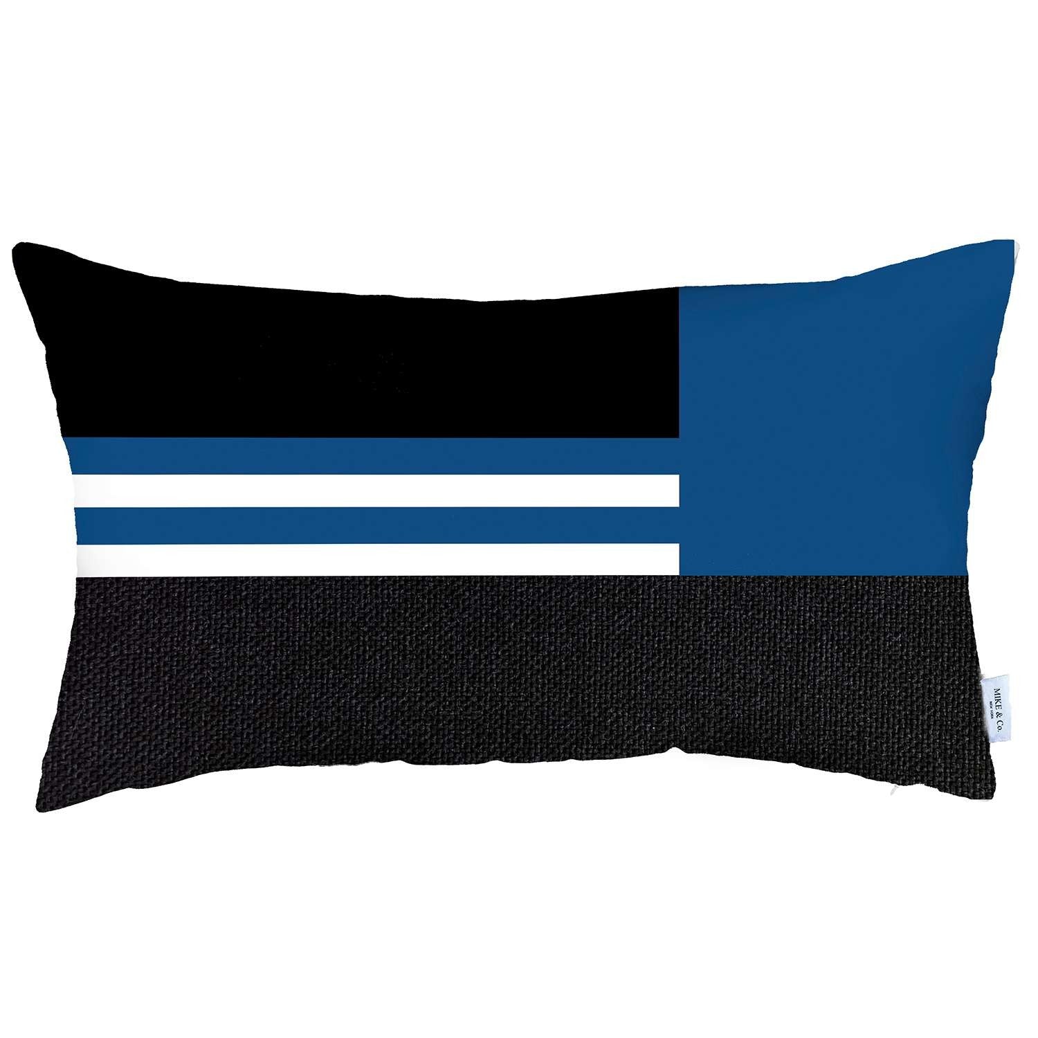 Blue and Black Geometric Lumbar Throw Pillow-0
