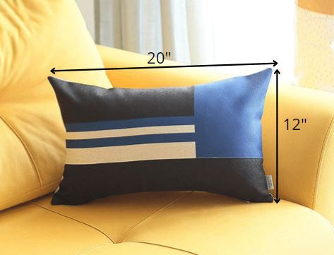 Blue and Black Geometric Lumbar Throw Pillow-2