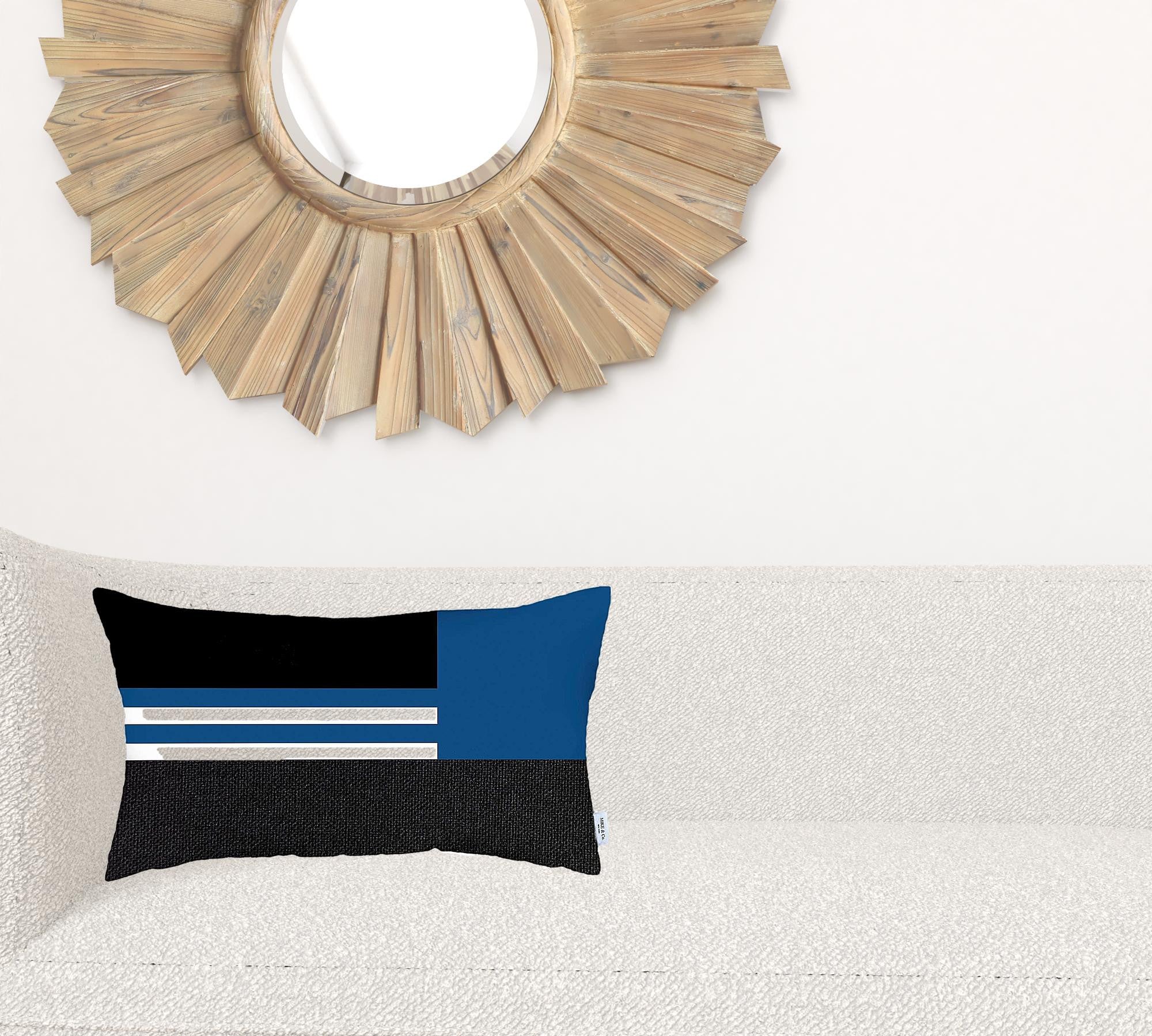 Blue and Black Geometric Lumbar Throw Pillow-1