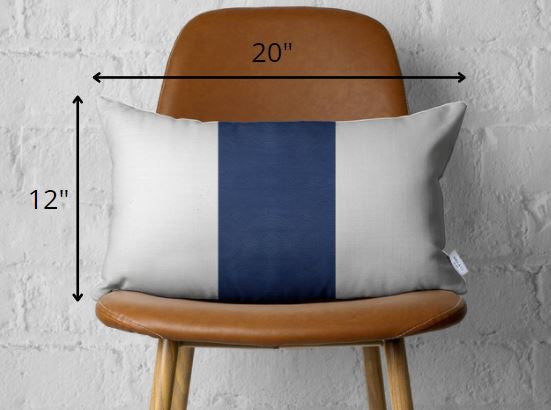 White Base and Navy Center Lumbar Throw Pillow-3