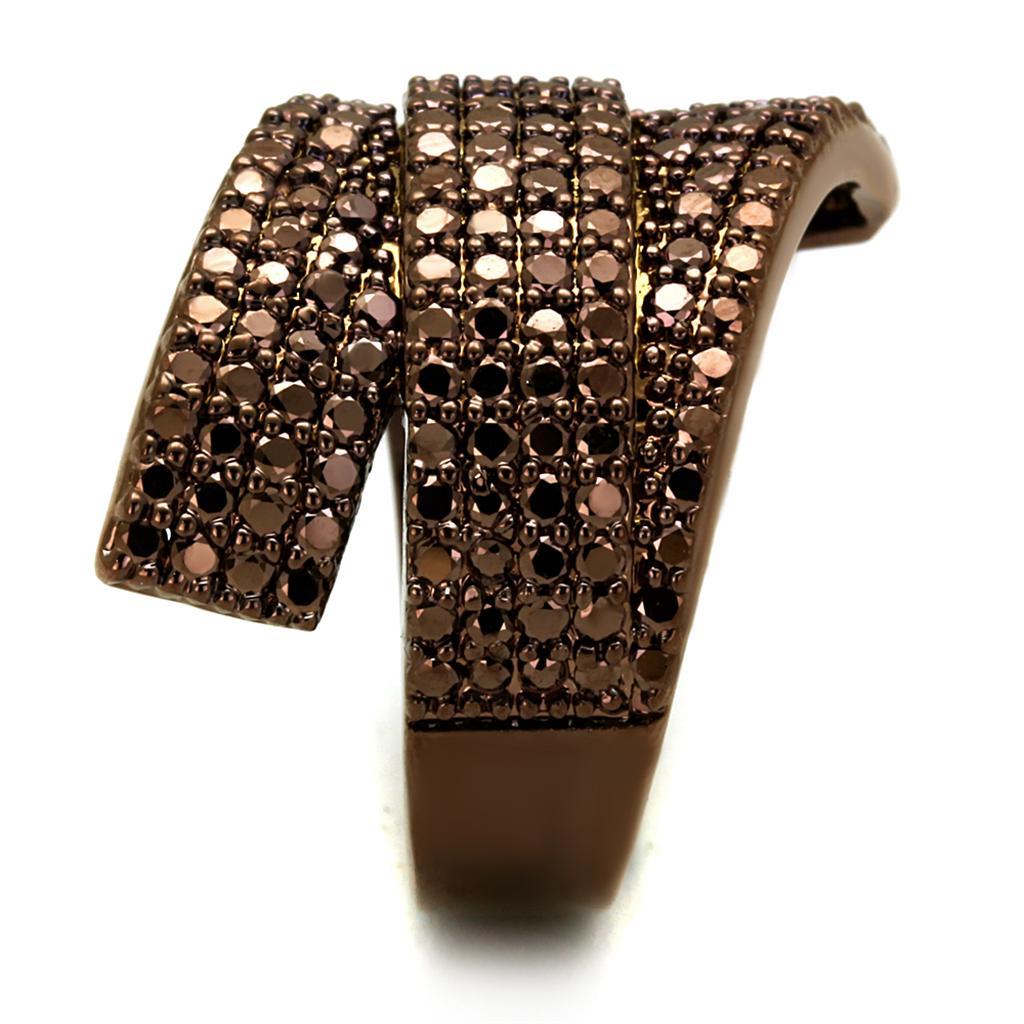 3W1125 - IP Coffee light Brass Ring with AAA Grade CZ  in Light Coffee-3