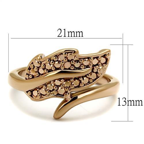 3W1200 - IP Rose Gold(Ion Plating) Brass Ring with AAA Grade CZ  in Metallic Light Gold-1