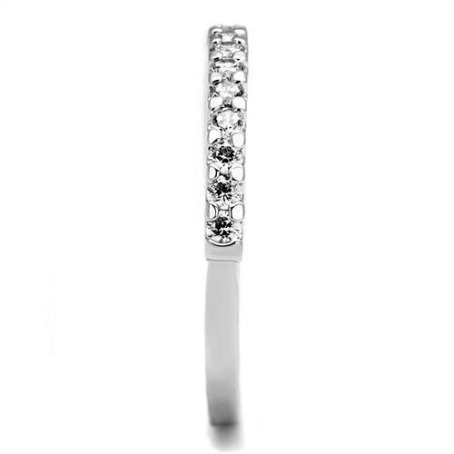 3W1232 - Rhodium Brass Ring with AAA Grade CZ  in Clear-3