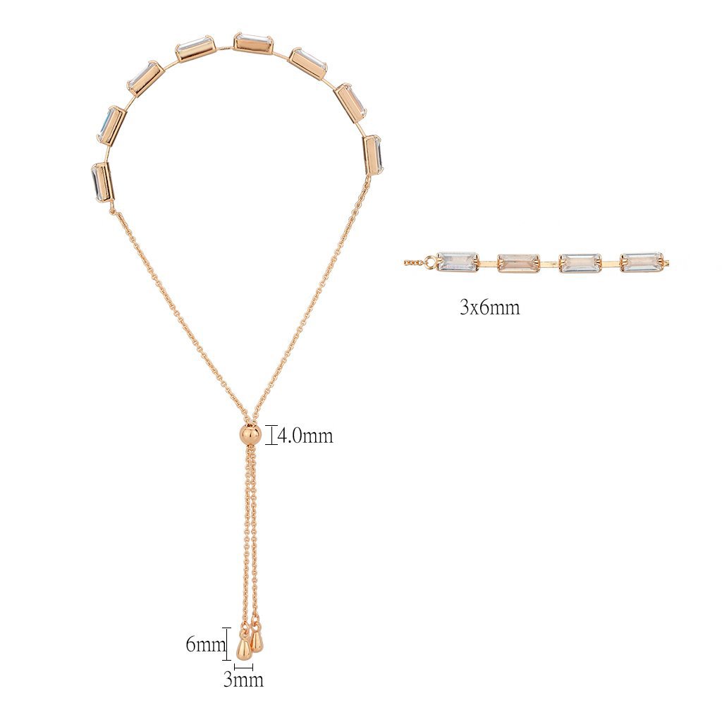 3W1660 - Rose Gold Brass Bracelet with AAA Grade CZ in Clear-1