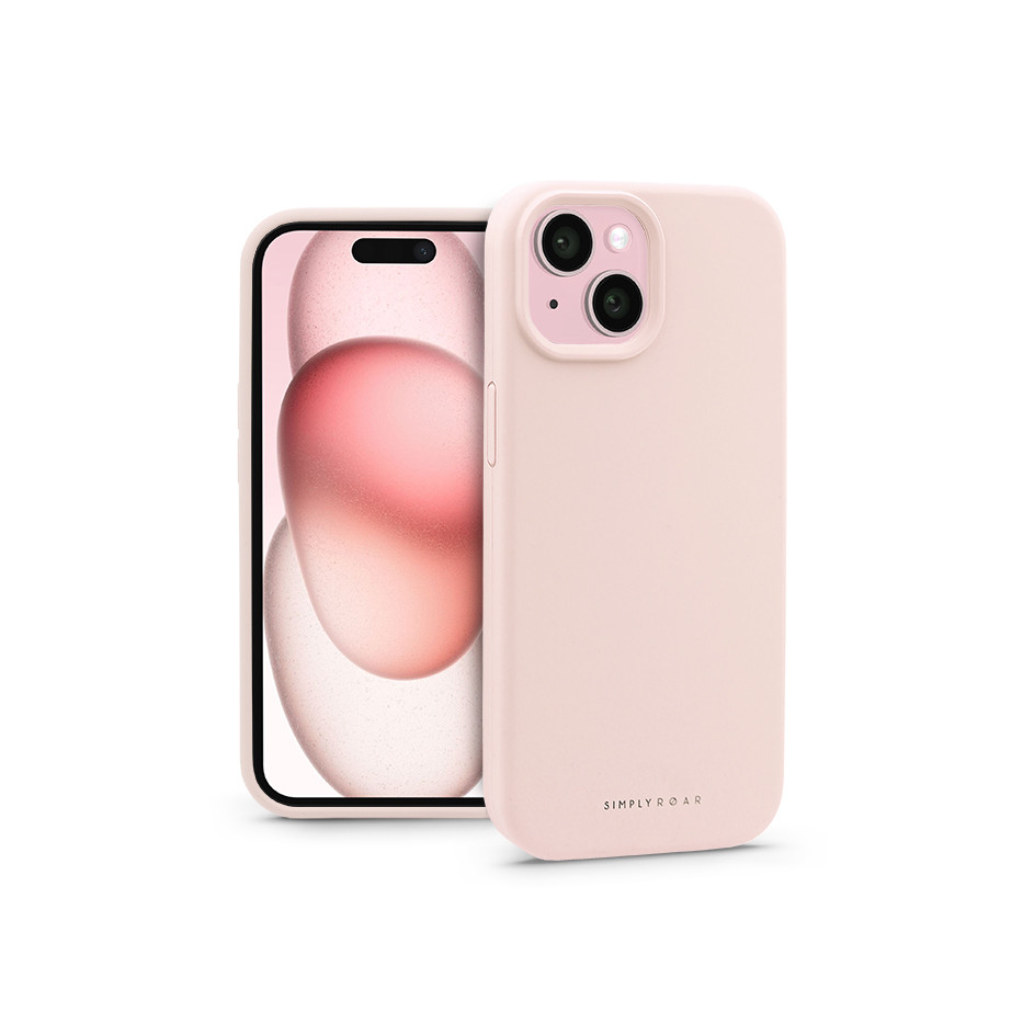 Roar Zadní Kryt Apple iPhone 15, jemný, měkký, růžový (KC0868)-0