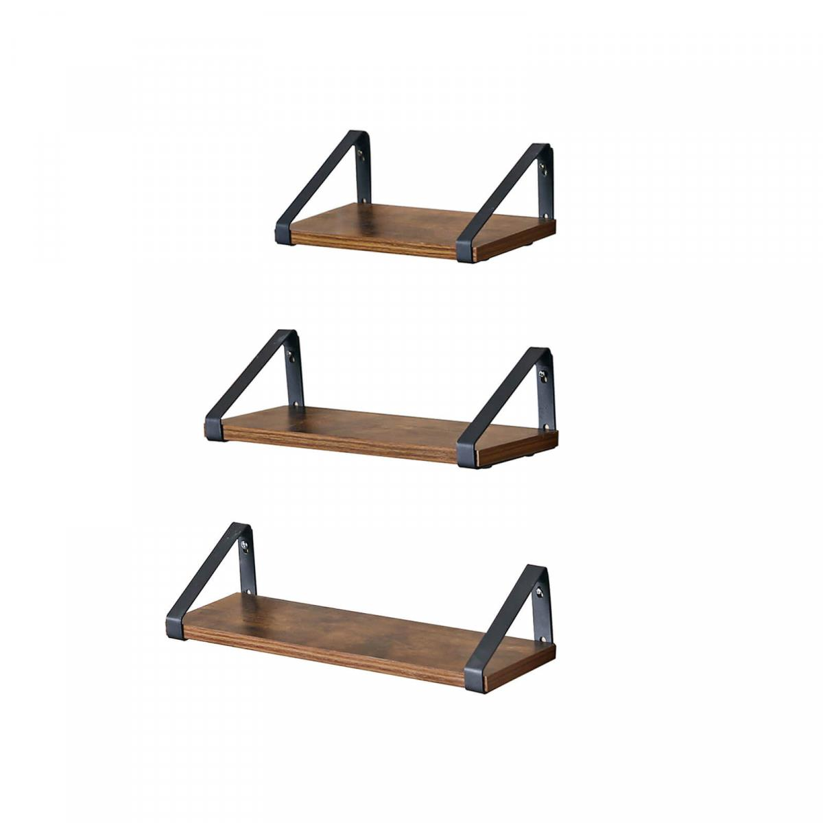 VASAGLE Wall set of 3 shelves with black frame, brown (81101-1)-0