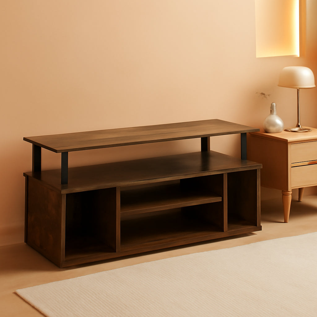 Jaya Amber Pine TV Stand for 55 Inch TV with Storage-0