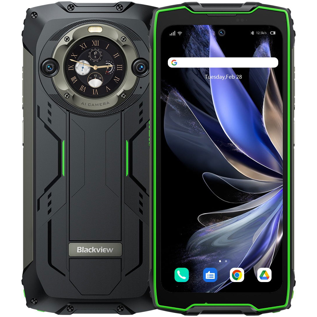 Telefon mobil Blackview BV9300 Pro Verde, 4G, Dual Screen 6.7"+1.32" FHD+ 120Hz, 24GB RAM (12GB + 12GB extensibili), 256GB, Android 13, Helio G99, NFC, 15080mAh, Dual SIM (BV9300 Pro 12GB/256GB green)-0