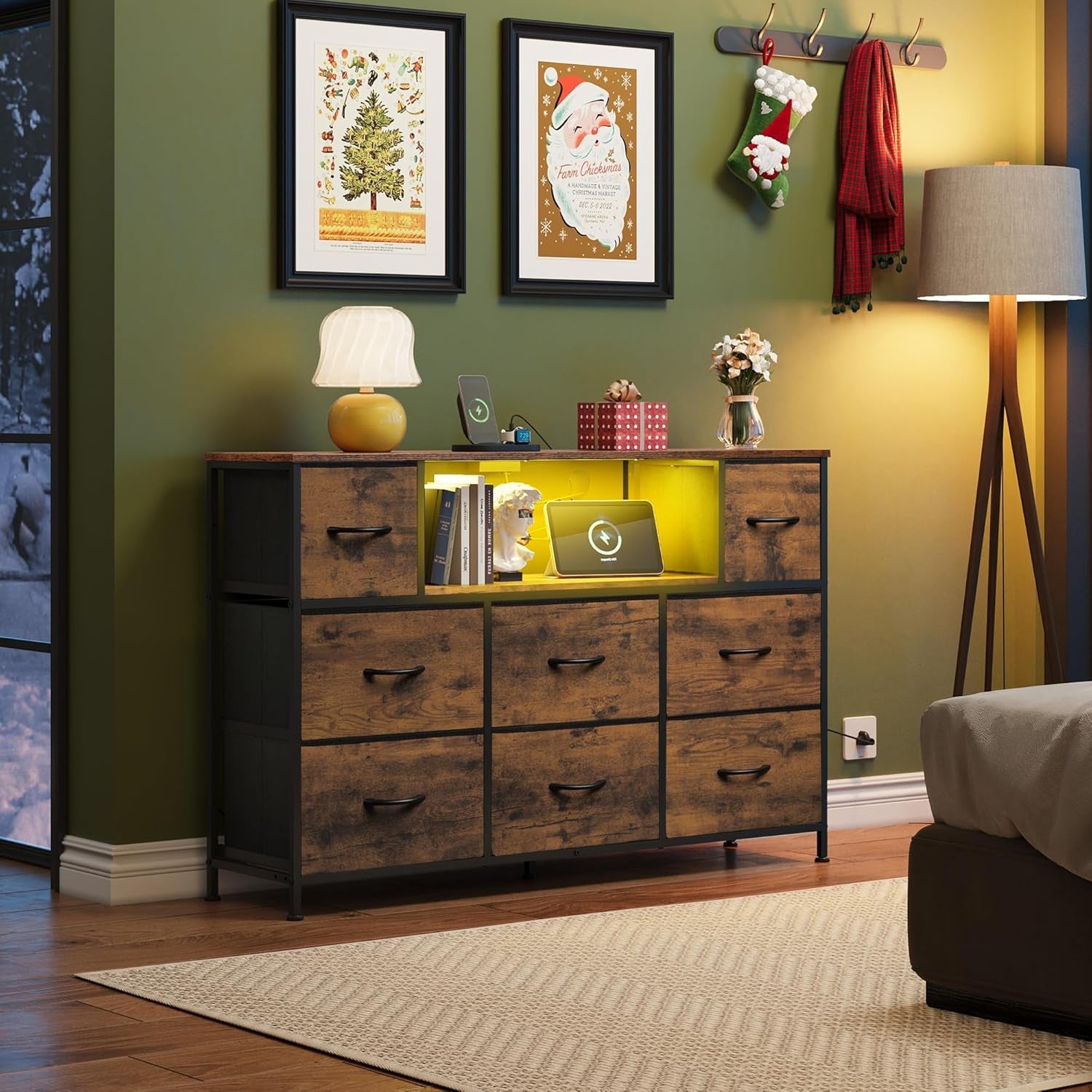 Bedroom Dresser TV Stand 55 Inch TV With Charging Station-1