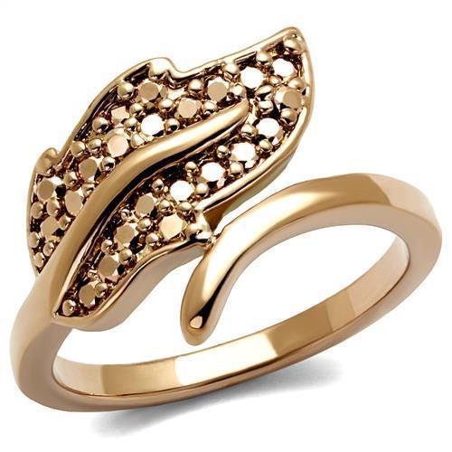 3W1200 - IP Rose Gold(Ion Plating) Brass Ring with AAA Grade CZ  in Metallic Light Gold-0
