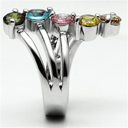 TK163  - Rhodium Brass, AAA CZ , Multi Color - TK163-1