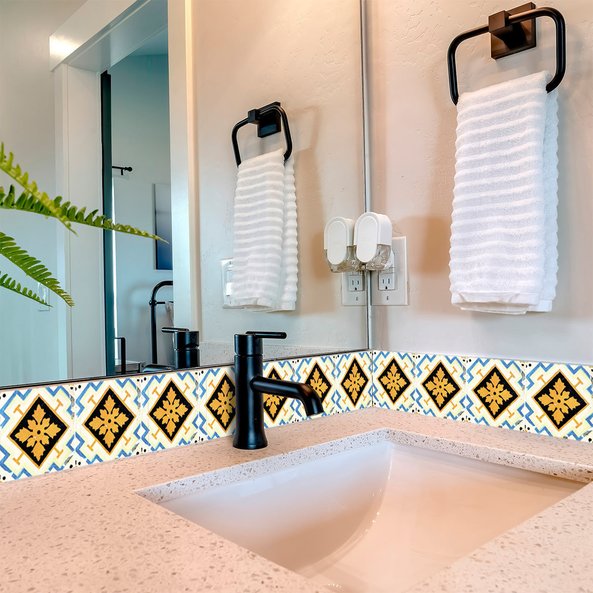 5" x 5" Gold Snowflake Peel and Stick Removable Tiles-5