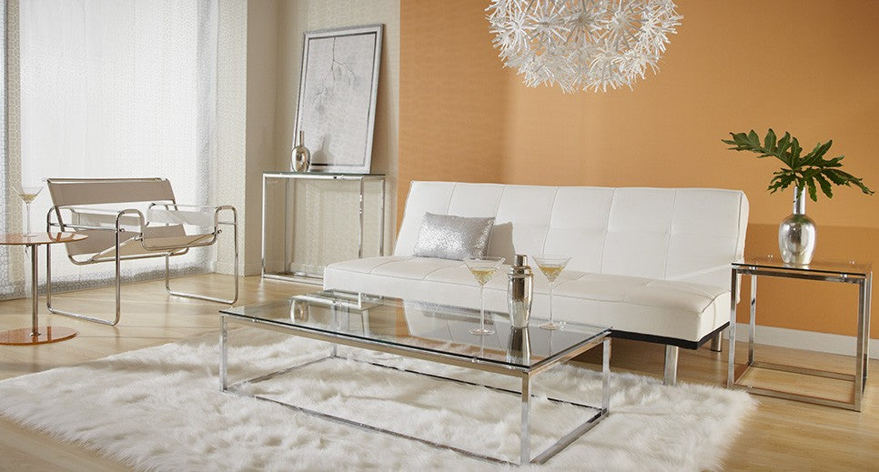 36" Clear and Silver Glass Sled Console Table-8
