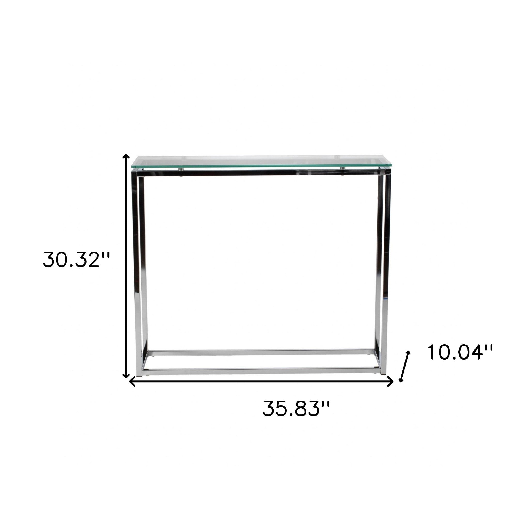 36" Clear and Silver Glass Sled Console Table-1