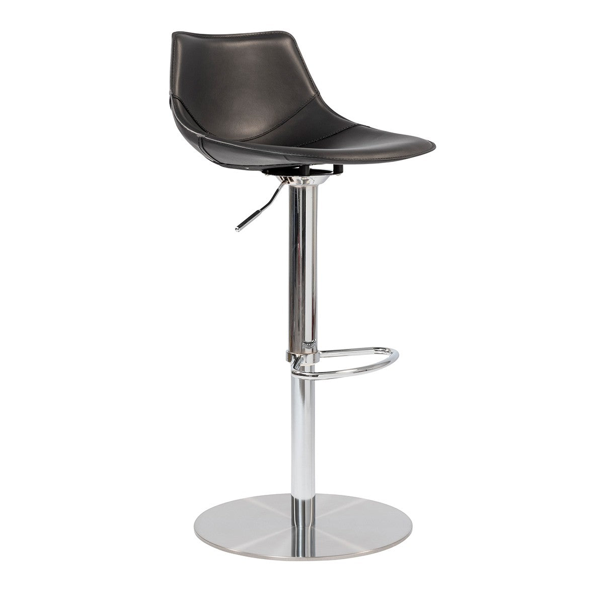 32" Black And Silver Steel Swivel Low Back Bar Height Bar Chair-2