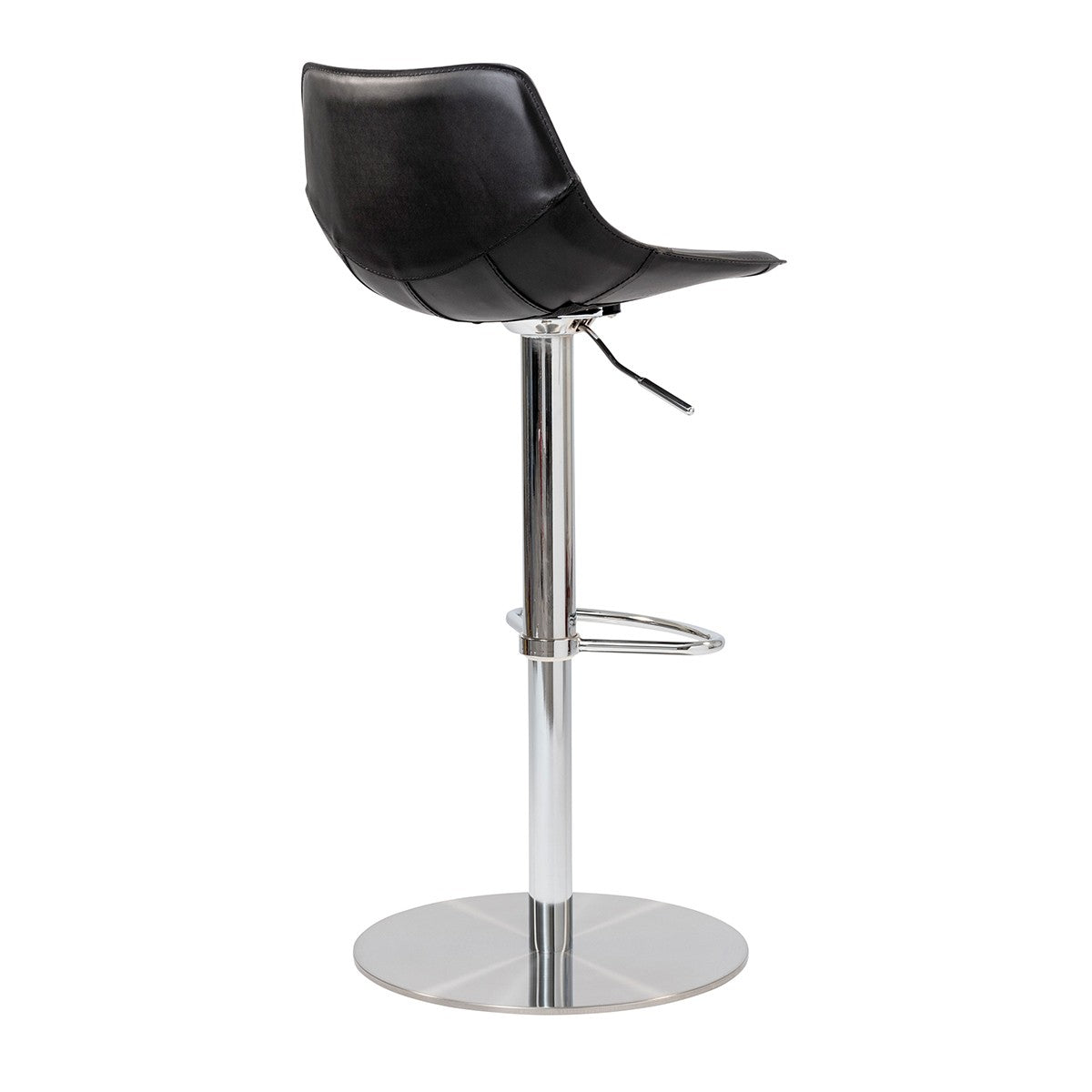 32" Black And Silver Steel Swivel Low Back Bar Height Bar Chair-4
