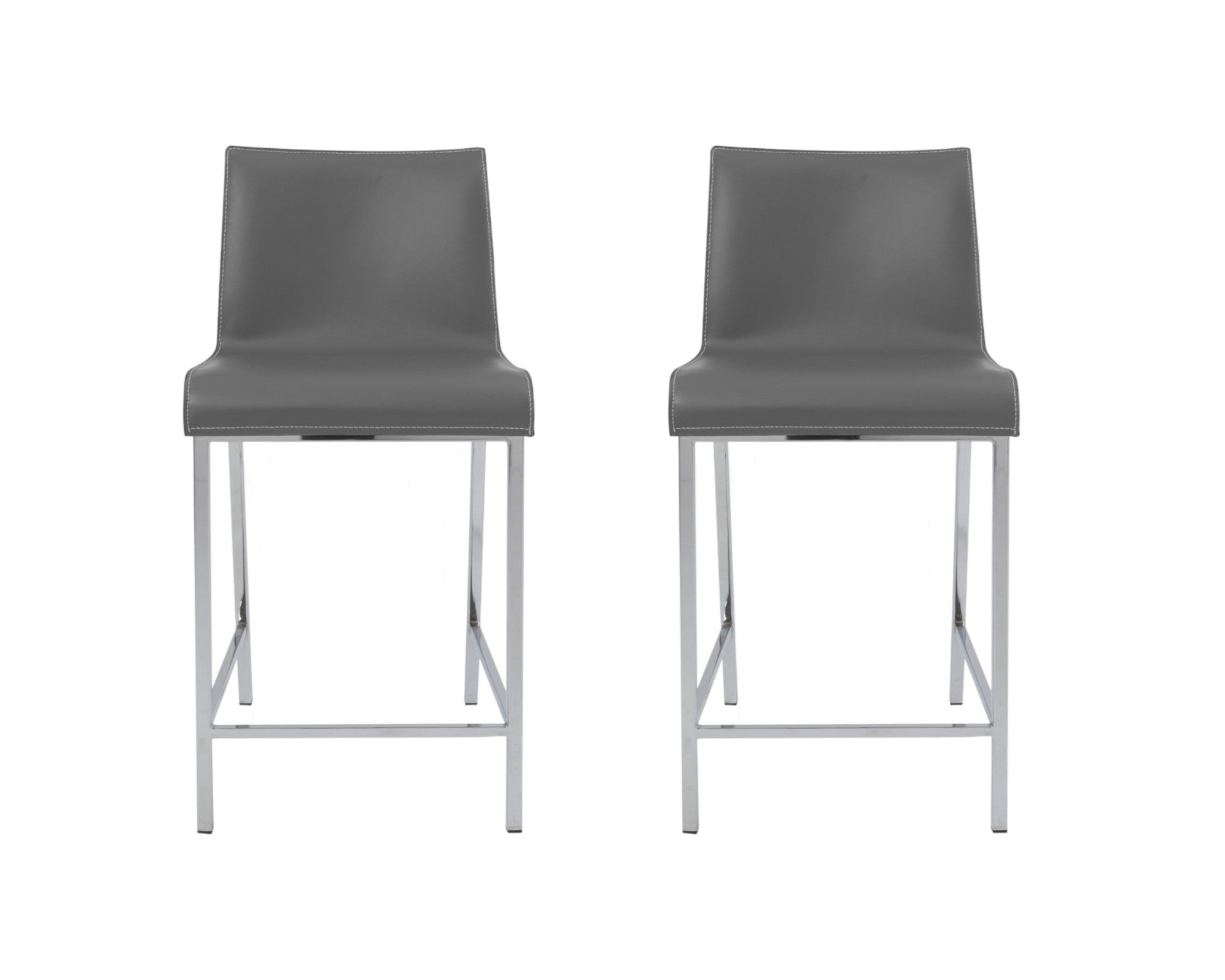 Set of Two 24" Gray And Silver Steel Low Back Counter Height Bar Chairs-1