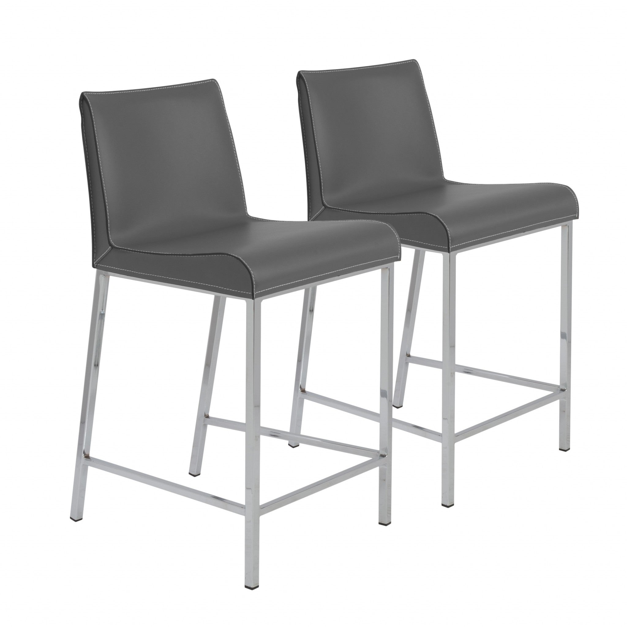 Set of Two 24" Gray And Silver Steel Low Back Counter Height Bar Chairs-6