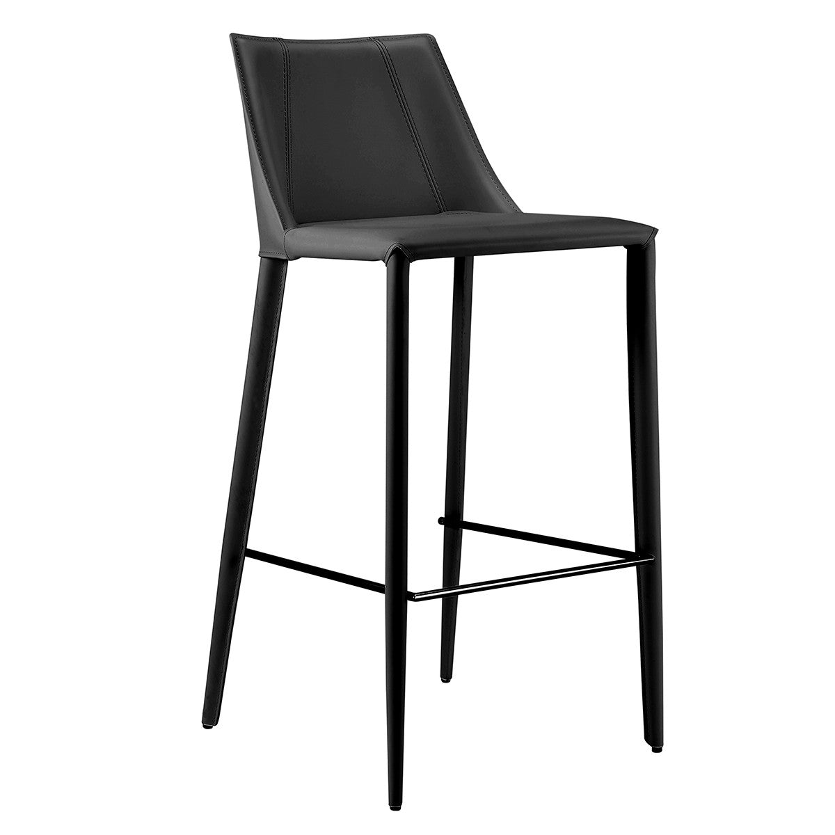 30" Black Steel Low Back Bar Height Bar Chair-2