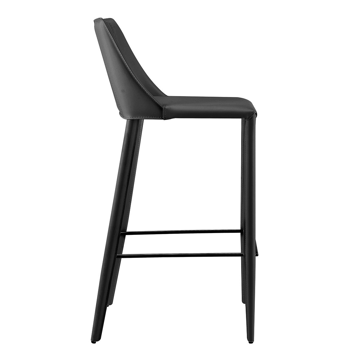 30" Black Steel Low Back Bar Height Bar Chair-3
