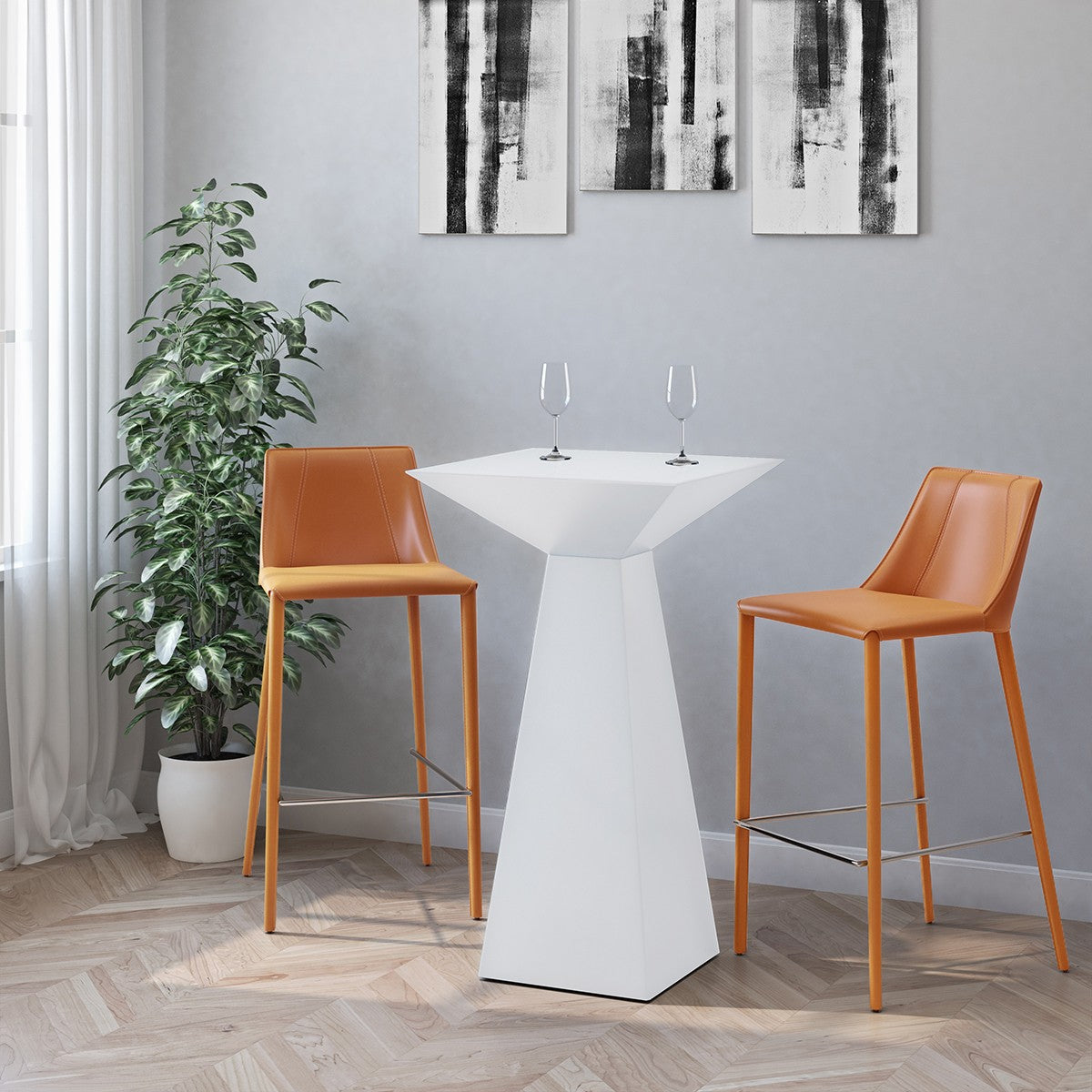 30" Terra Cotta Steel Low Back Bar Height Bar Chair-5