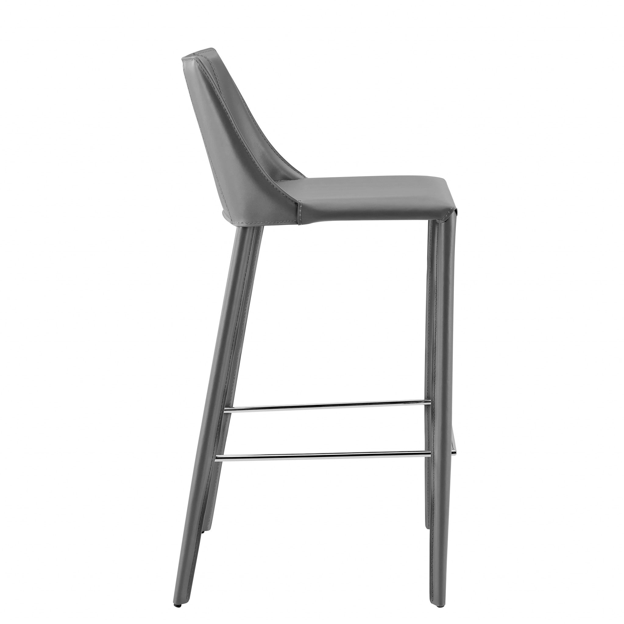 30" Gray Steel Low Back Bar Height Bar Chair-3