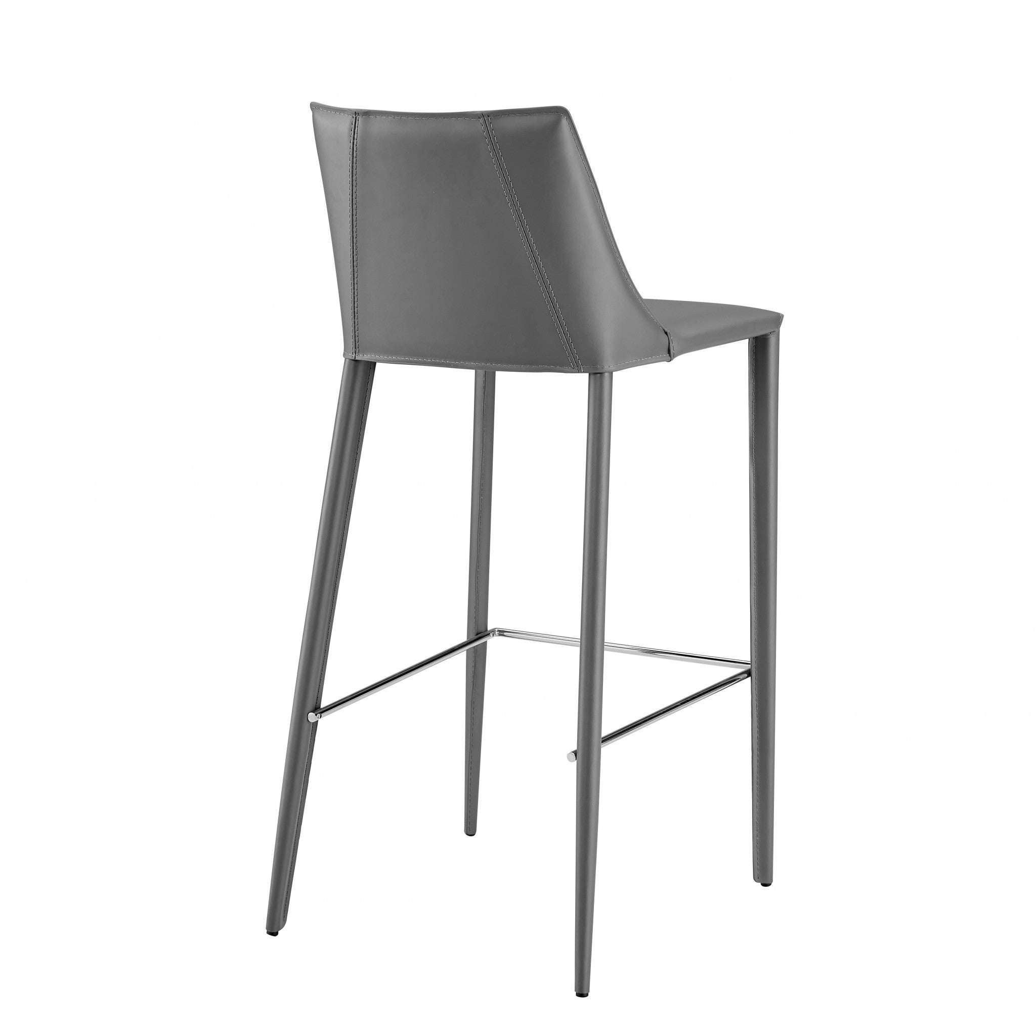 30" Gray Steel Low Back Bar Height Bar Chair-4
