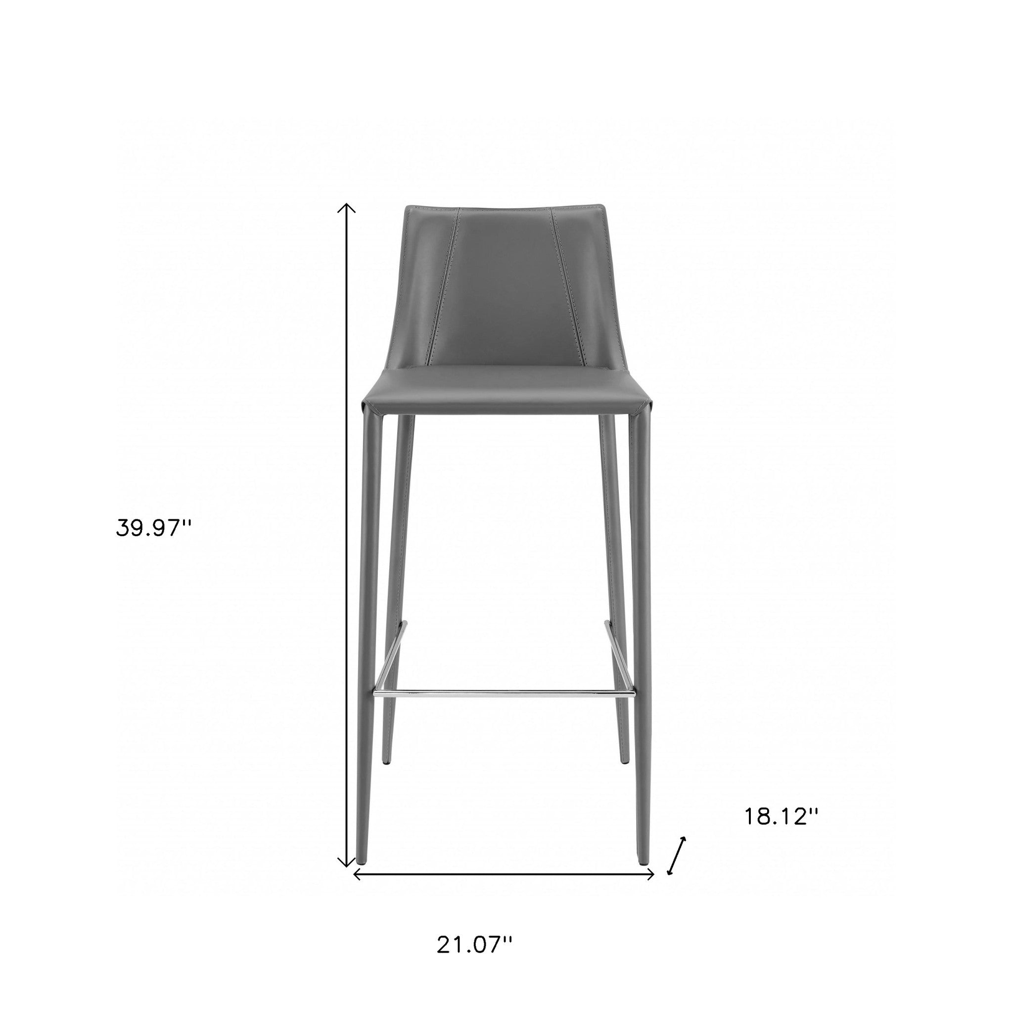 30" Gray Steel Low Back Bar Height Bar Chair-7