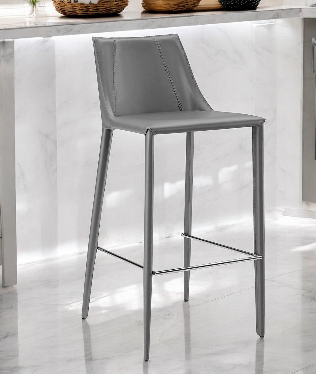 30" Gray Steel Low Back Bar Height Bar Chair-1