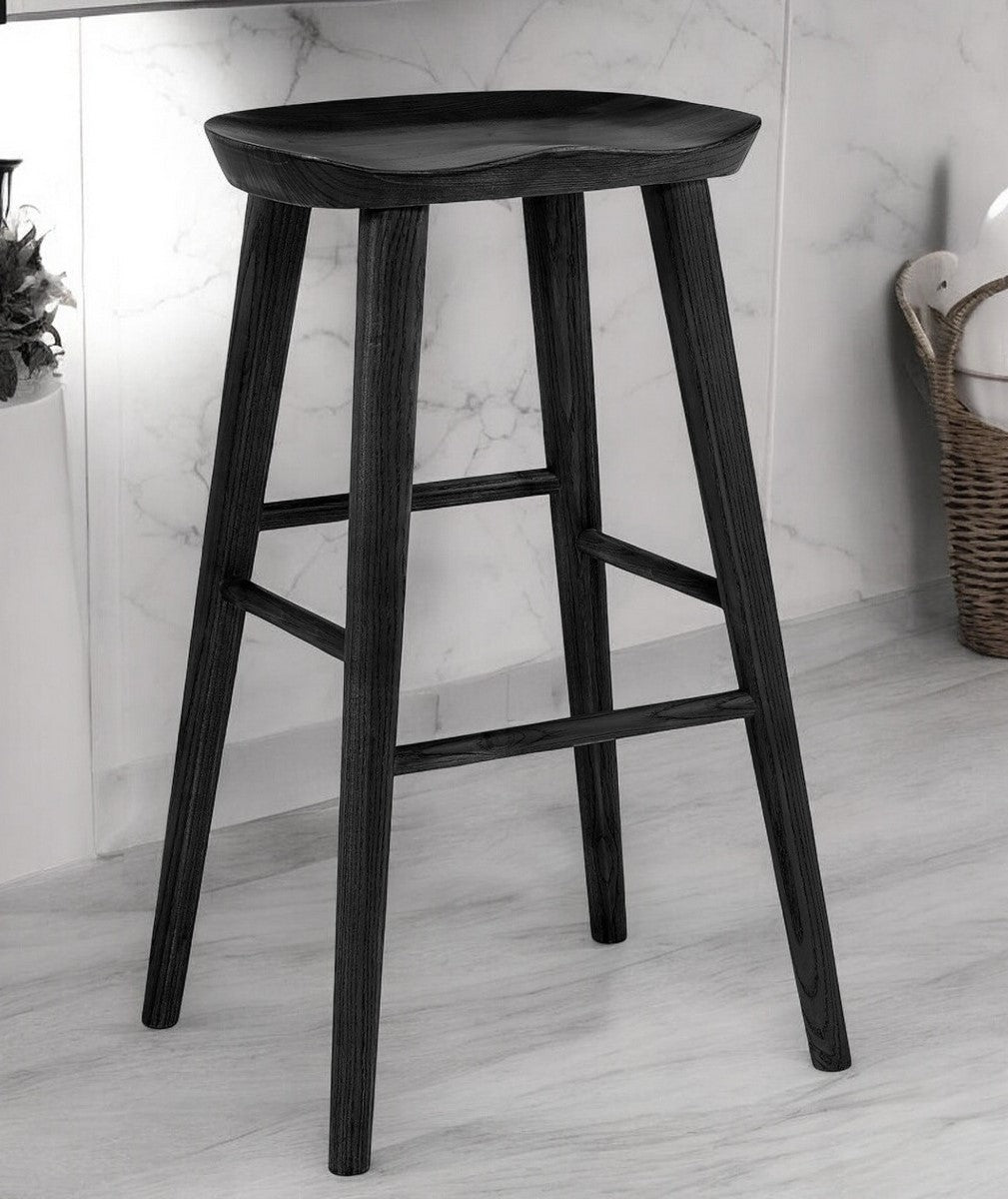 29" Black Manufactured Wood Backless Bar Height Bar Chair-1