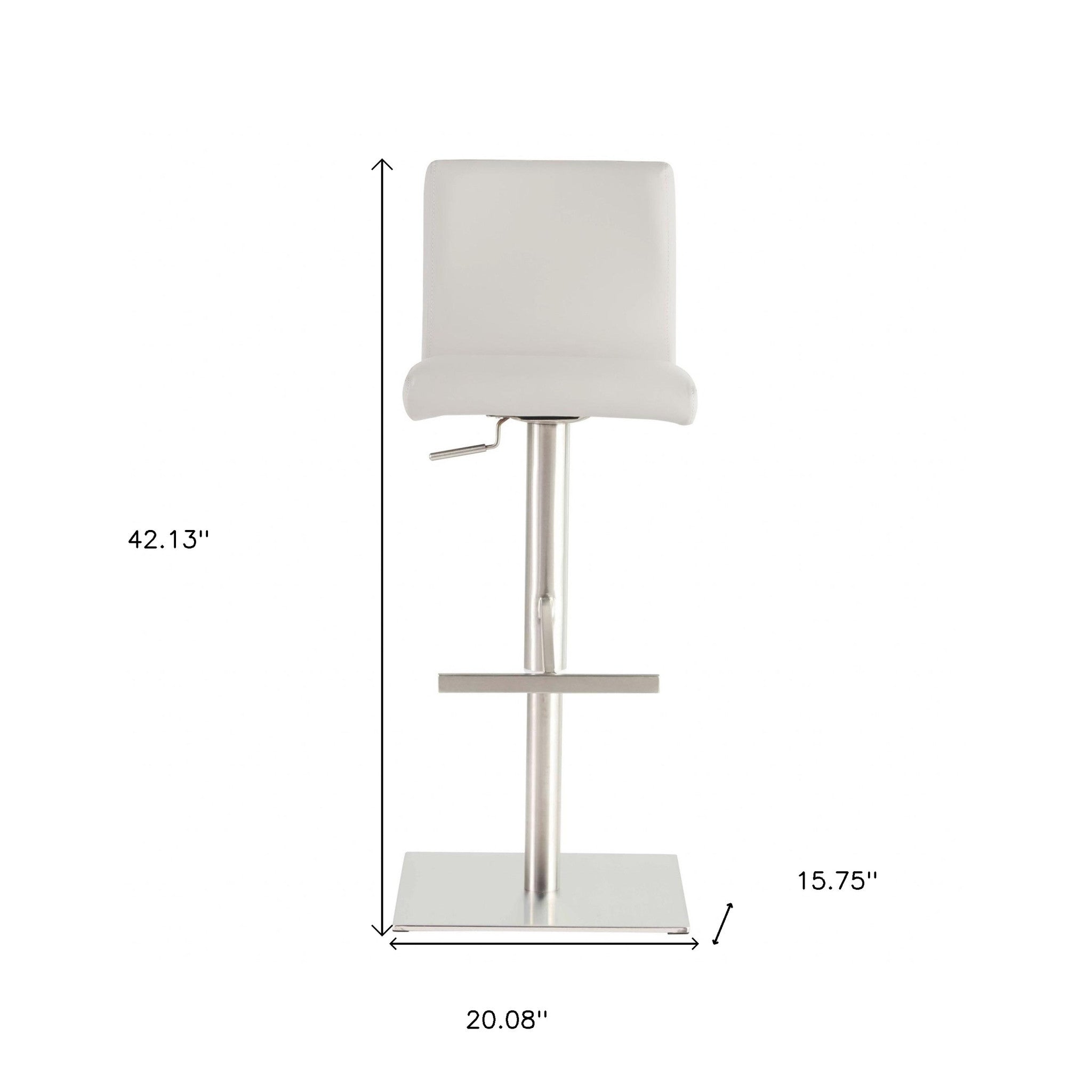 32" White And Silver Steel Swivel Low Back Bar Height Bar Chair-4