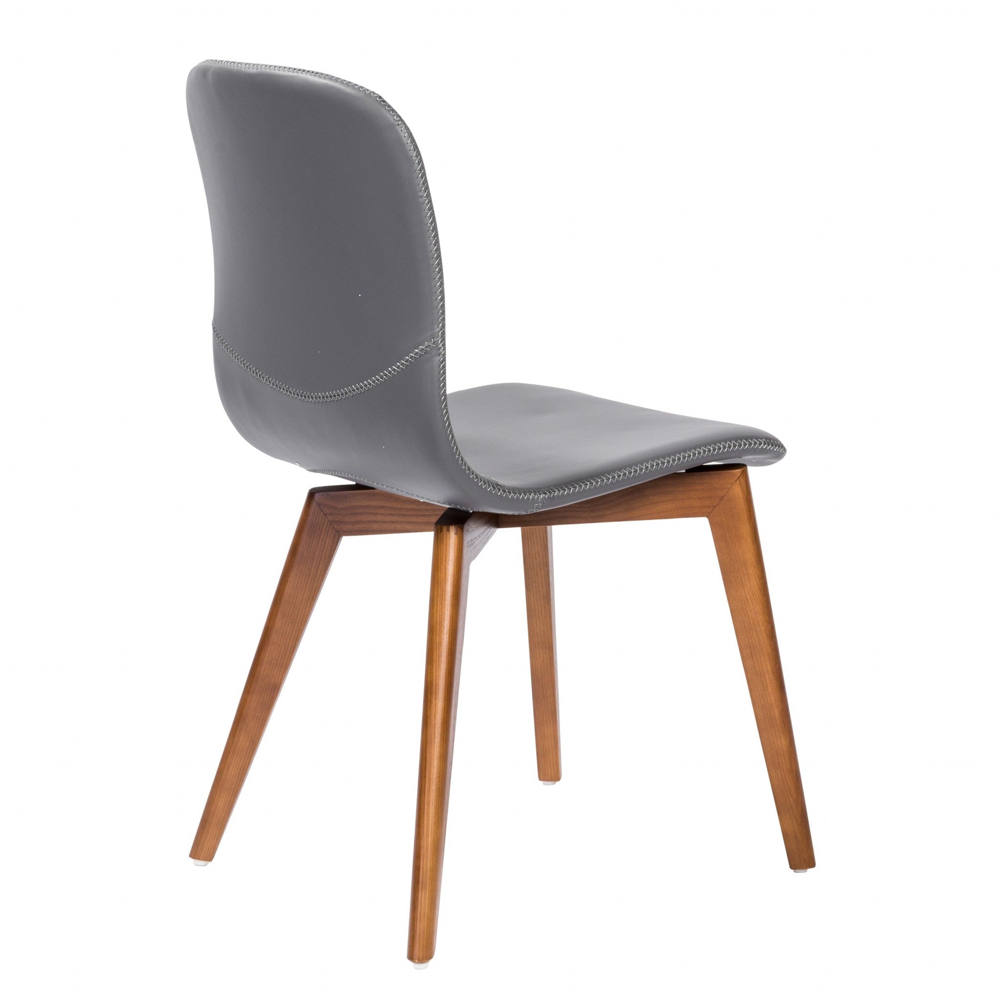 Set of Two Gray and Brown Upholstered Faux Leather Dining Side Chairs-5