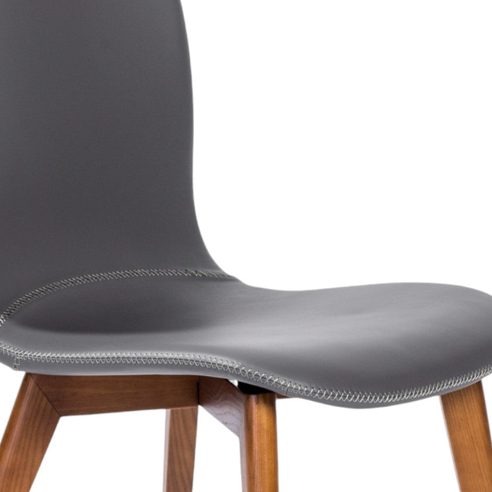 Set of Two Gray and Brown Upholstered Faux Leather Dining Side Chairs-8