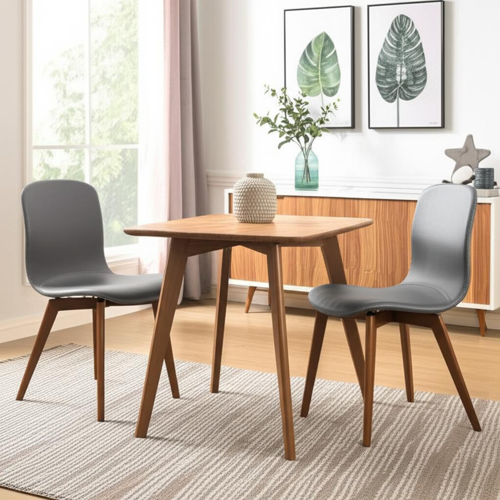 Set of Two Gray and Brown Upholstered Faux Leather Dining Side Chairs-0