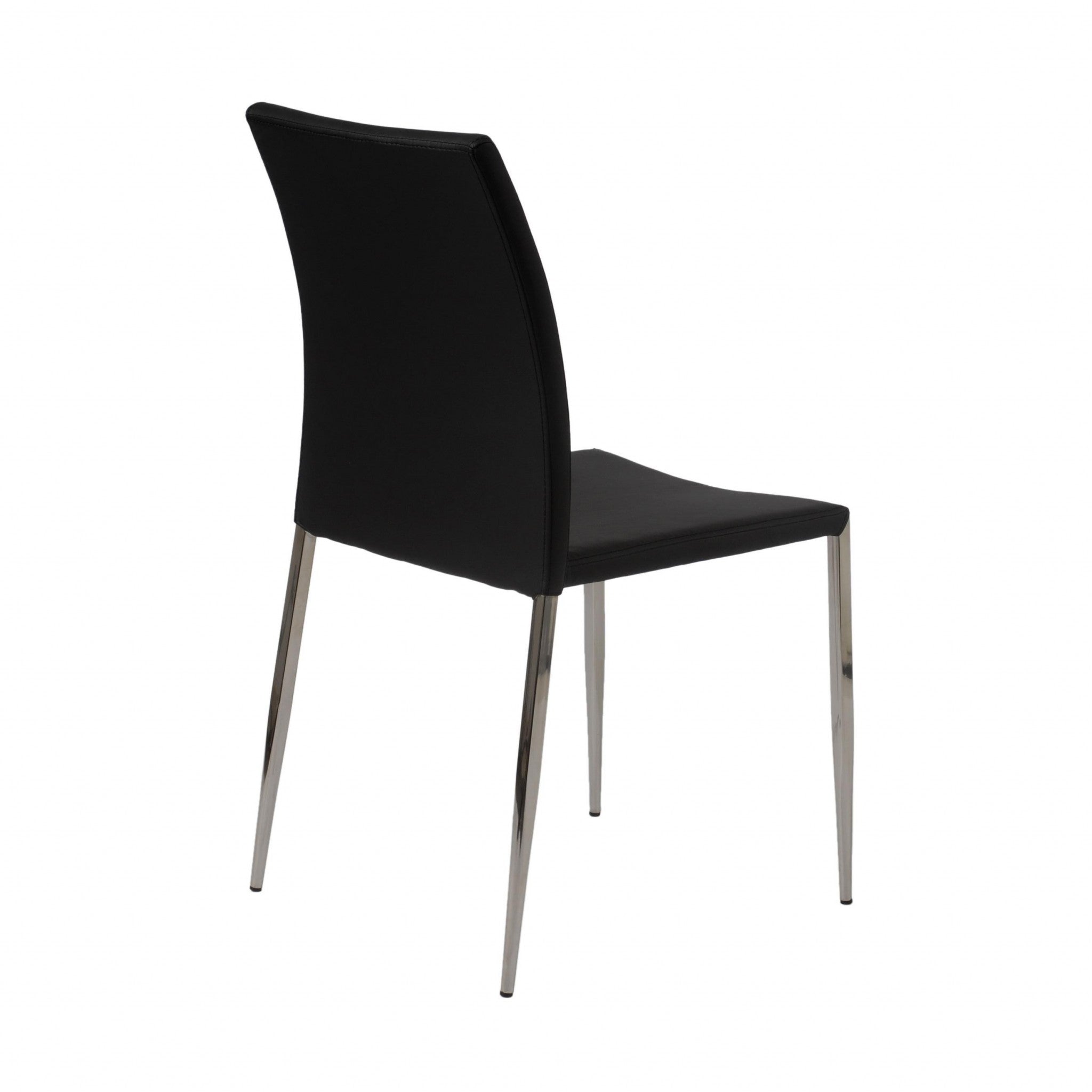 Set of Two Black and Silver Upholstered Faux Leather Dining Side Chairs-5