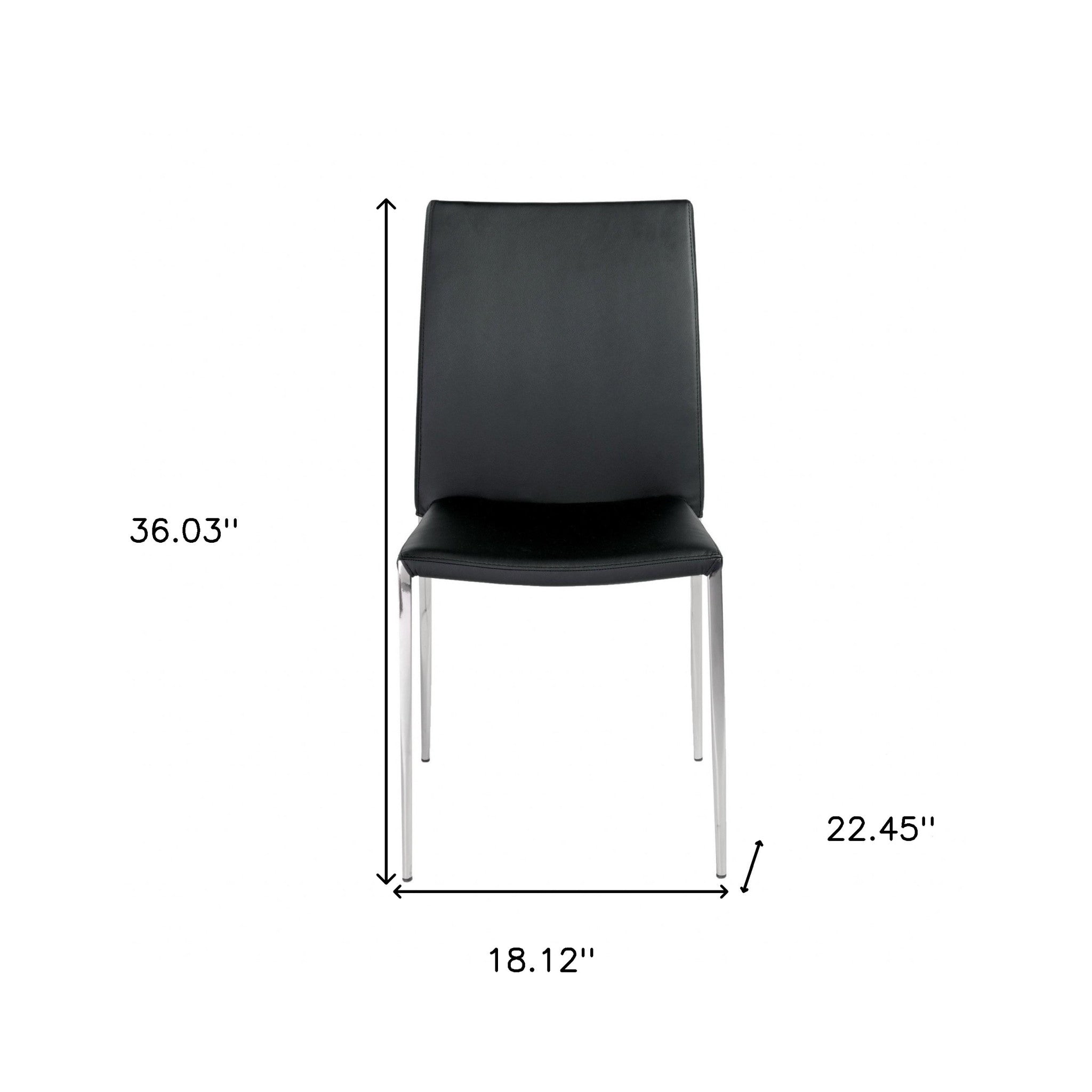 Set of Two Black and Silver Upholstered Faux Leather Dining Side Chairs-8