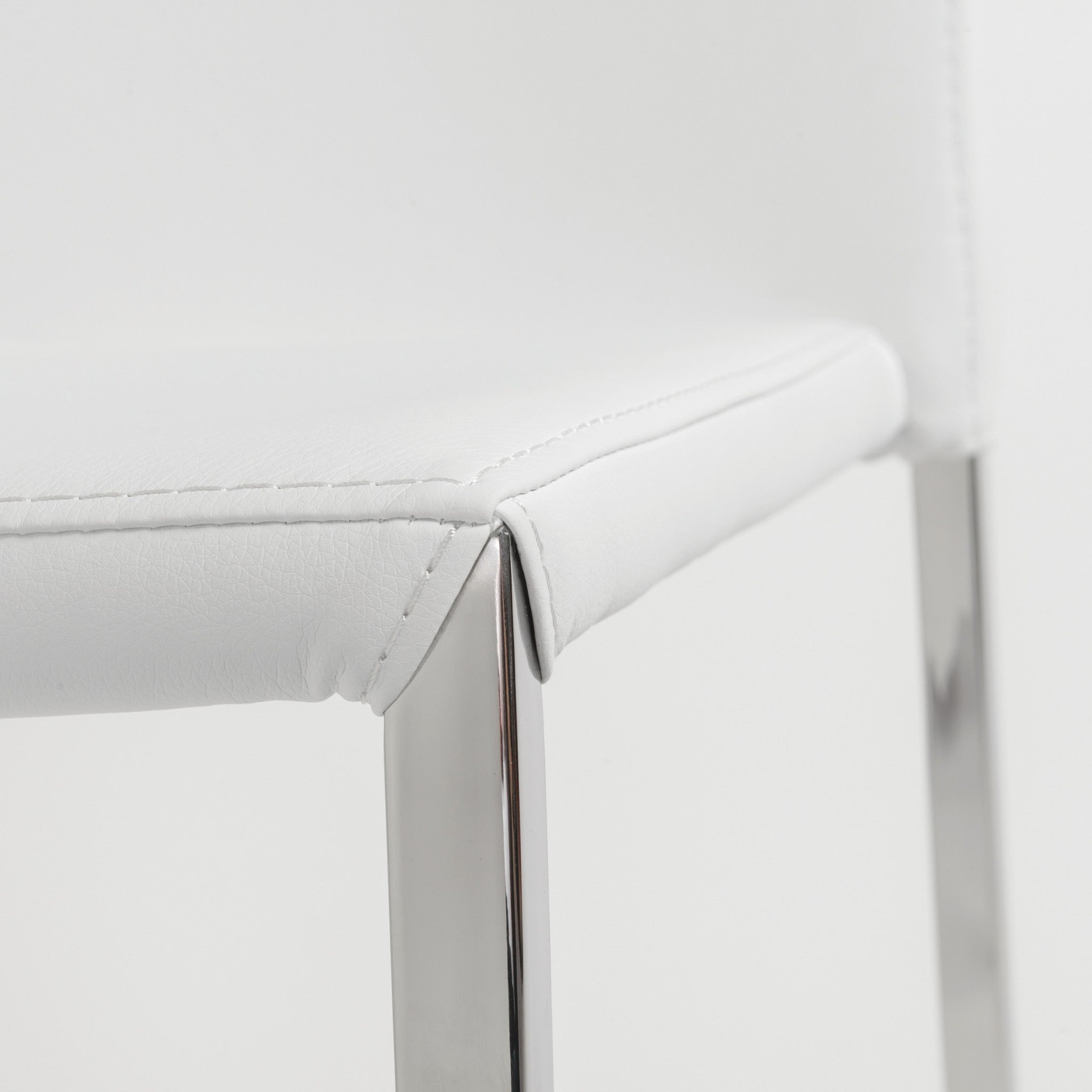 Set of Two White and Silver Upholstered Faux Leather Dining Side Chairs-6