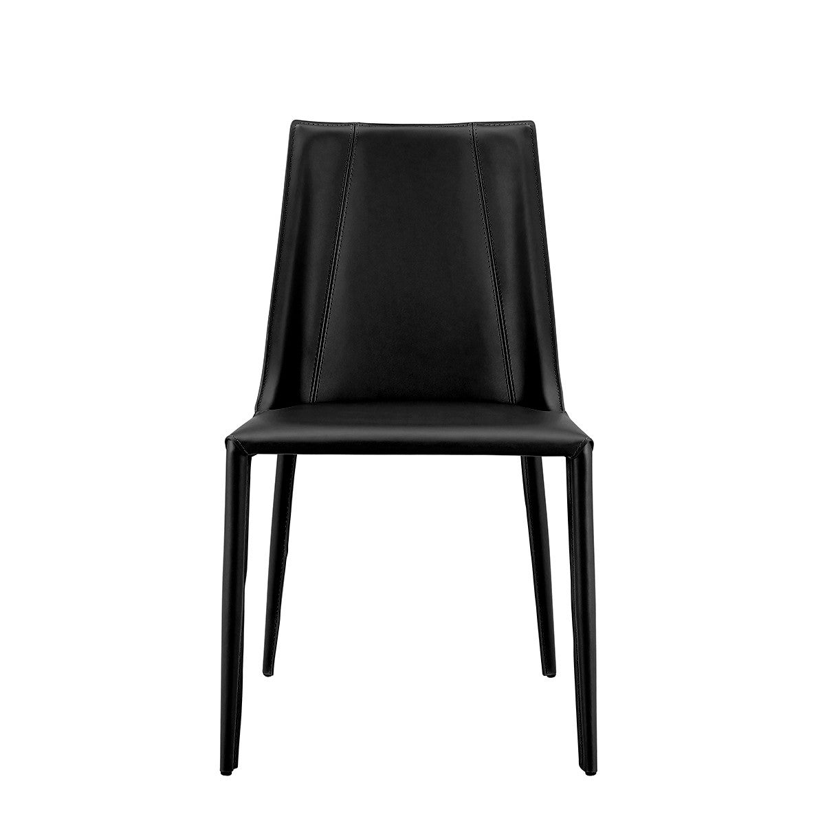 Black Upholstered Leather Dining Side Chair-0