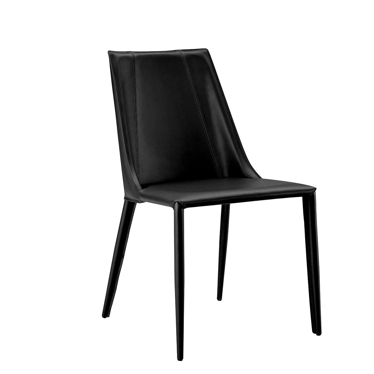 Black Upholstered Leather Dining Side Chair-1