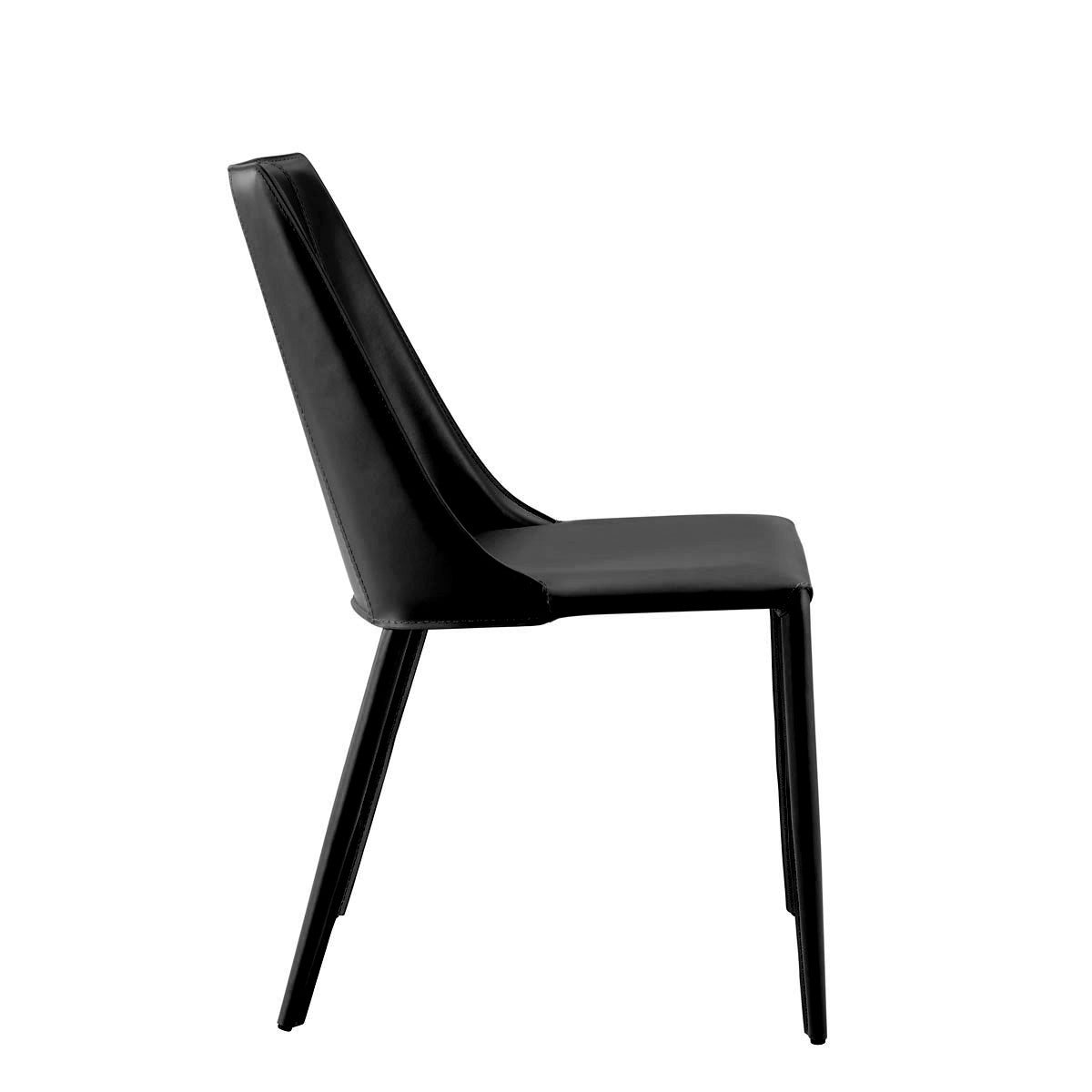 Black Upholstered Leather Dining Side Chair-2