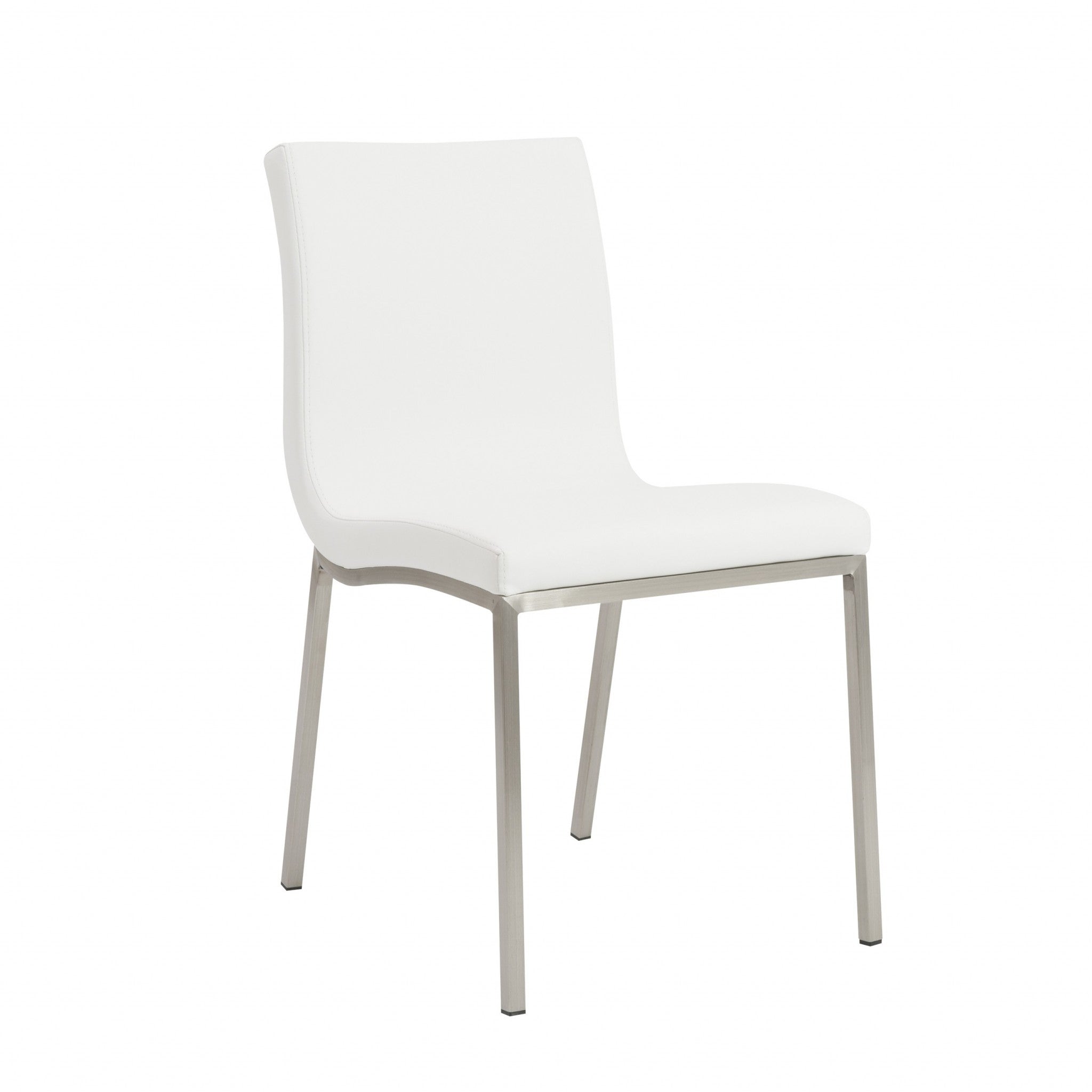 Set of Two Minimalist White Faux Faux Leather Chairs-2