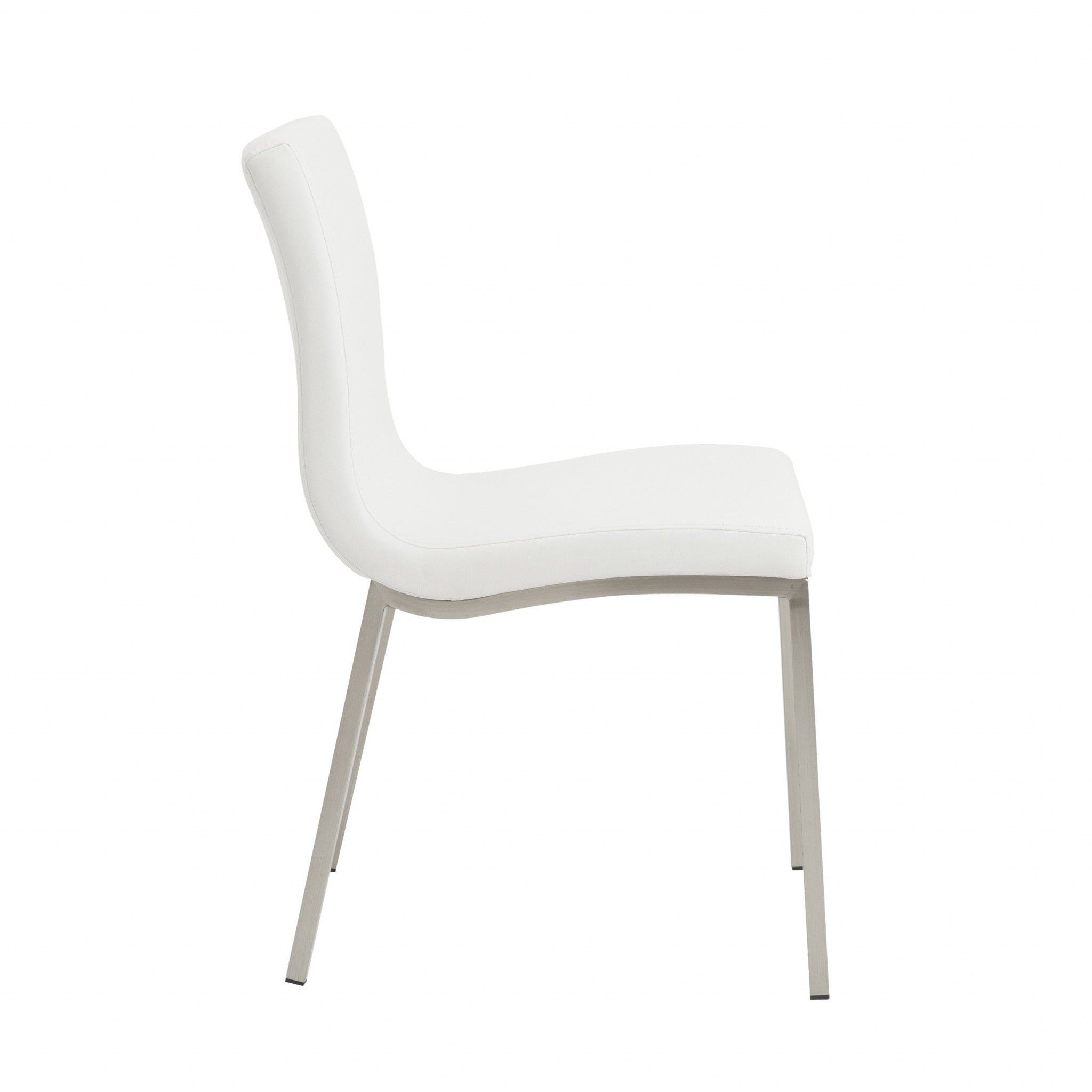Set of Two Minimalist White Faux Faux Leather Chairs-3