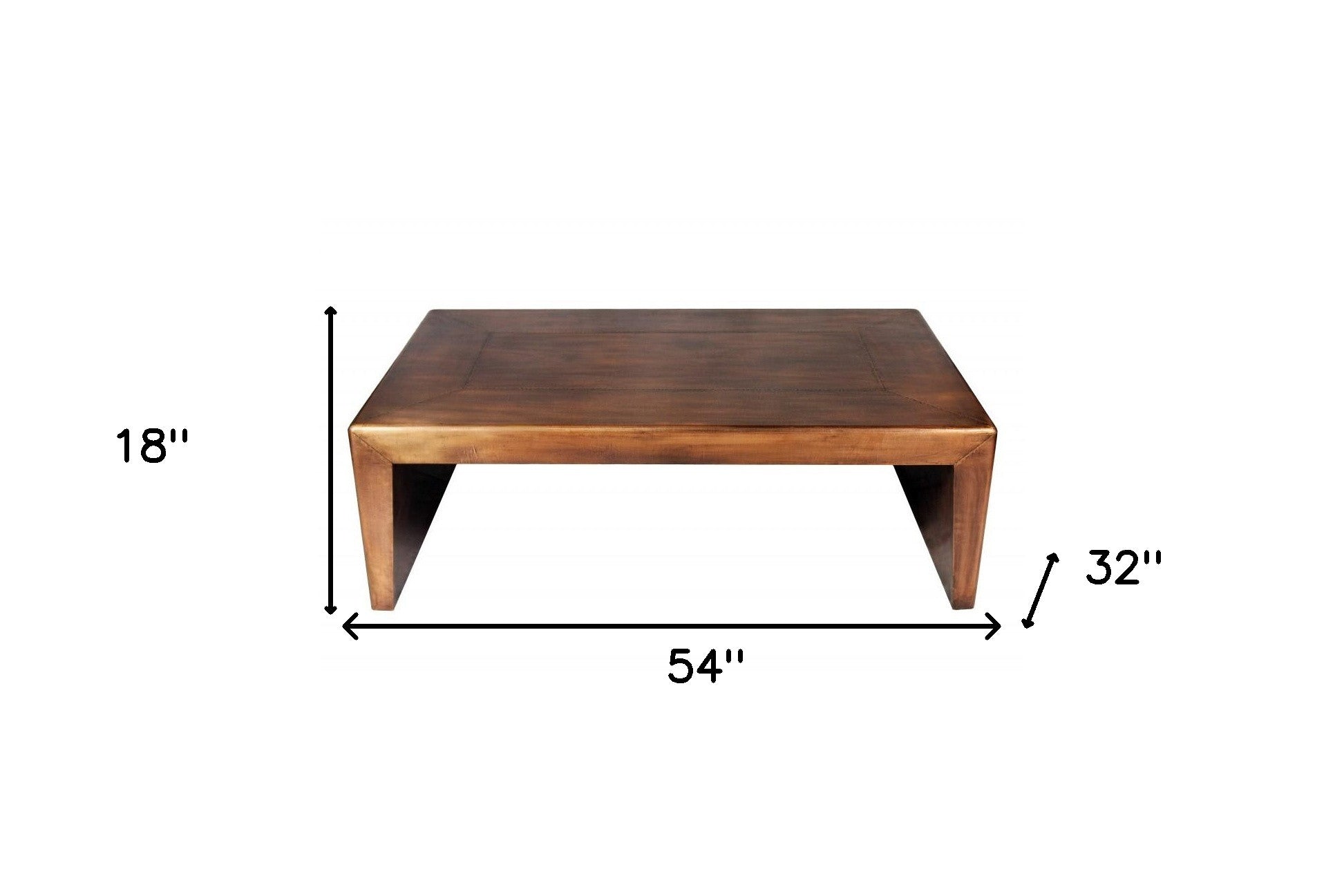 54" Copper Solid Wood and Metal Frame Coffee Table-3