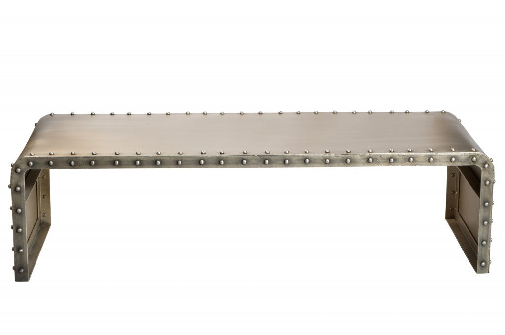 60" Gray Aluminum and Metal Frame Coffee Table-2