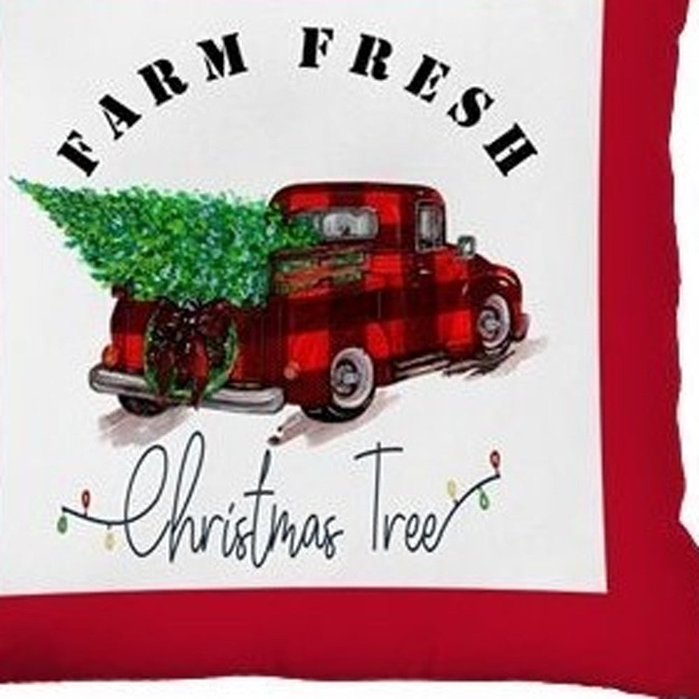 Set Of Four 18 X 18 Red Plaid Zippered Polyester Christmas Tree Throw Pillow-4