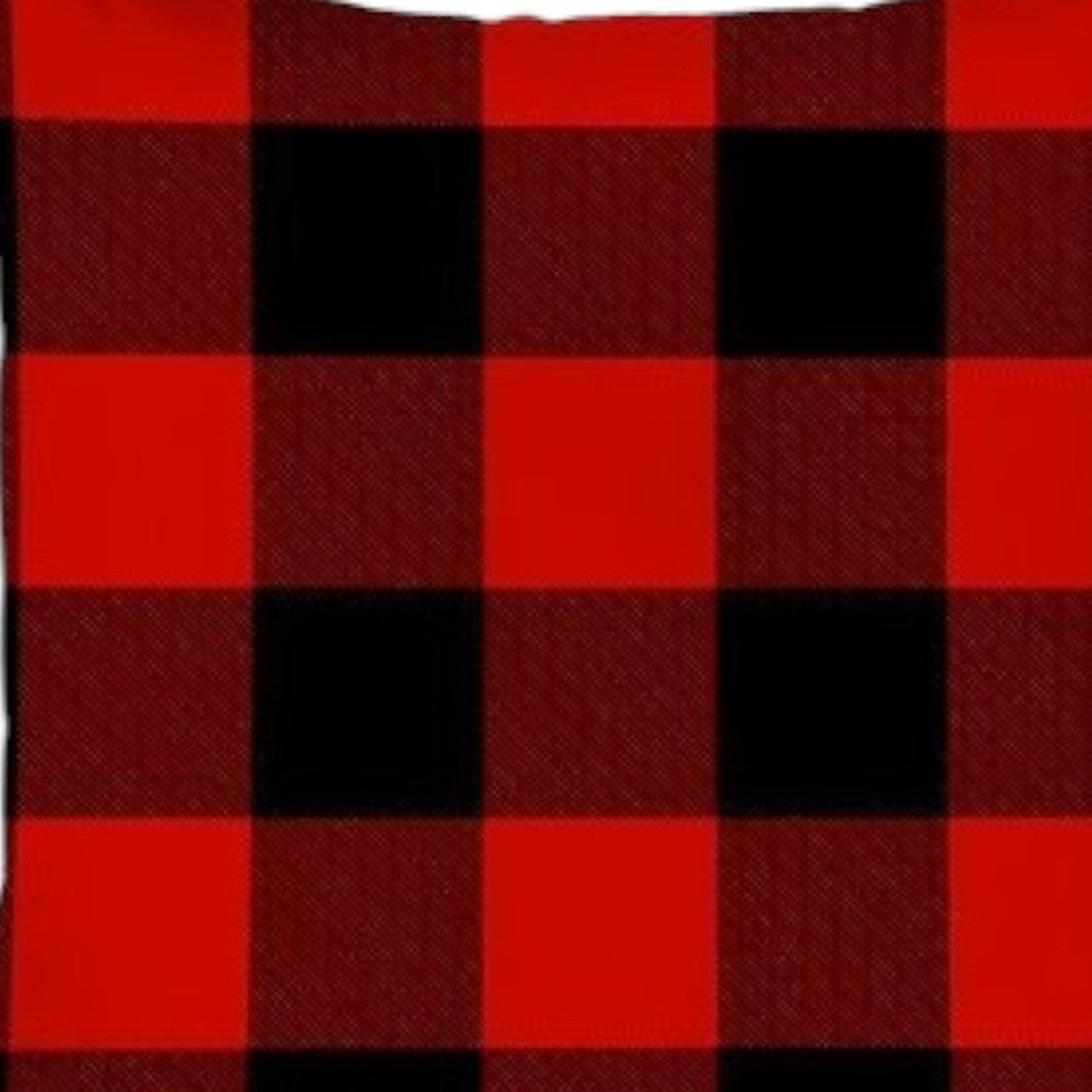 Set Of Four 18 X 18 Red And Black Plaid Zippered Polyester Christmas Throw Pillow-8